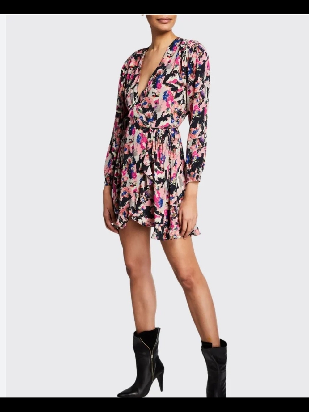 IRO Pink Printed Long Sleeve Mini Dress